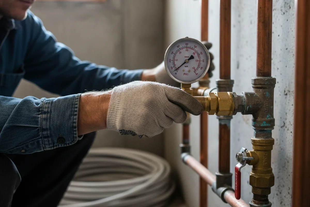 Pressure testing a repaired line during Water Line Repair in Grays River